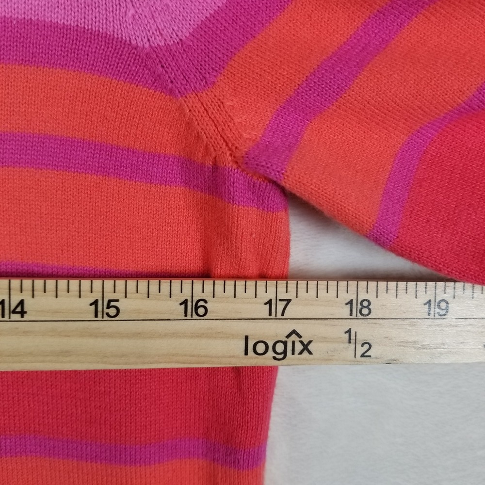 Title Nine Mobetta 70 Striped Sweater Womens Small Pink Orange Cotton Blend Knit - Picture 5 of 7